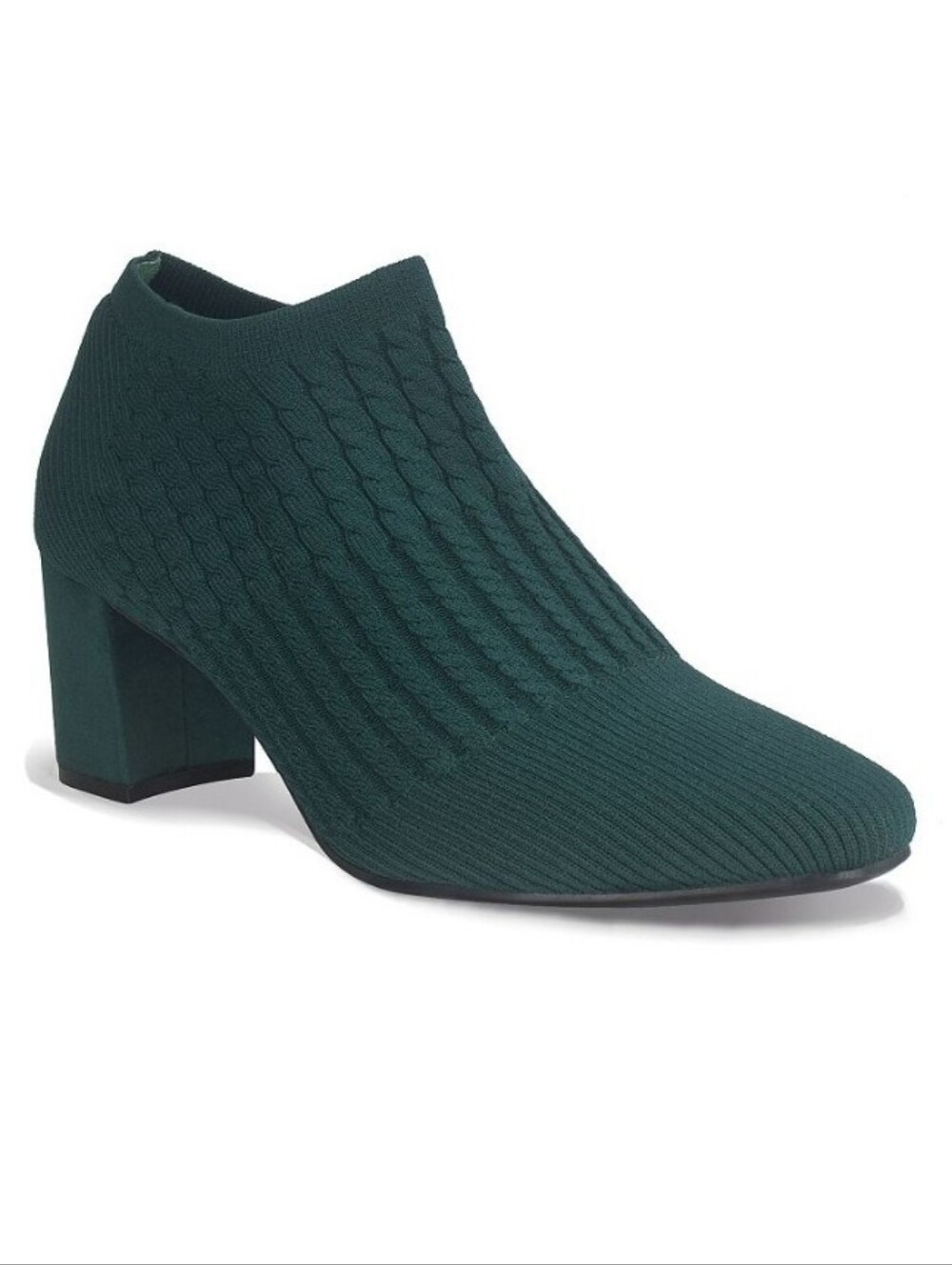 Impo Nancia Juniper Green Knit Block Heel Ankle Booties